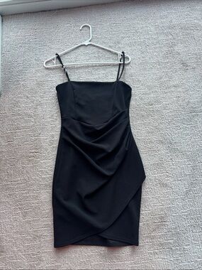 Windsor Black Draped Mini Slip Dress